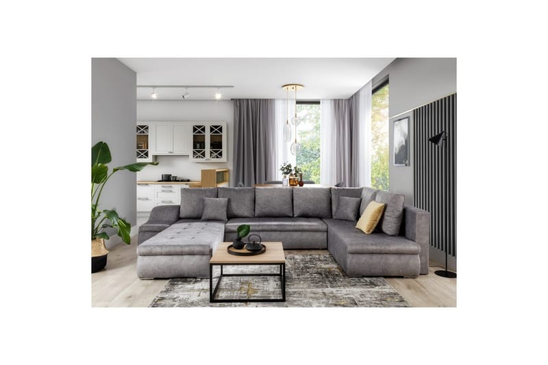 Seksjon Eltap Giovanni 351x82x190 cm - Dora 90, Grå, Venstre - Møbler - Sofaer - Sovesofaer - Hjørnesovesofa