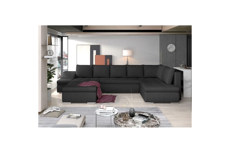 Seksjon Eltap Giovanni 351x82x190 cm - Inari 96, Mørk Grå, Venstre - Møbler - Sofaer - Sovesofaer - Hjørnesovesofa
