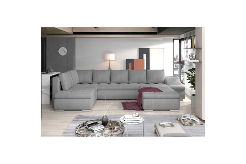 Seksjon Eltap Giovanni 351x82x190 cm - Monolith 84, Lys Grå, Høyre - Møbler - Sofaer - Sovesofaer - Hjørnesovesofa