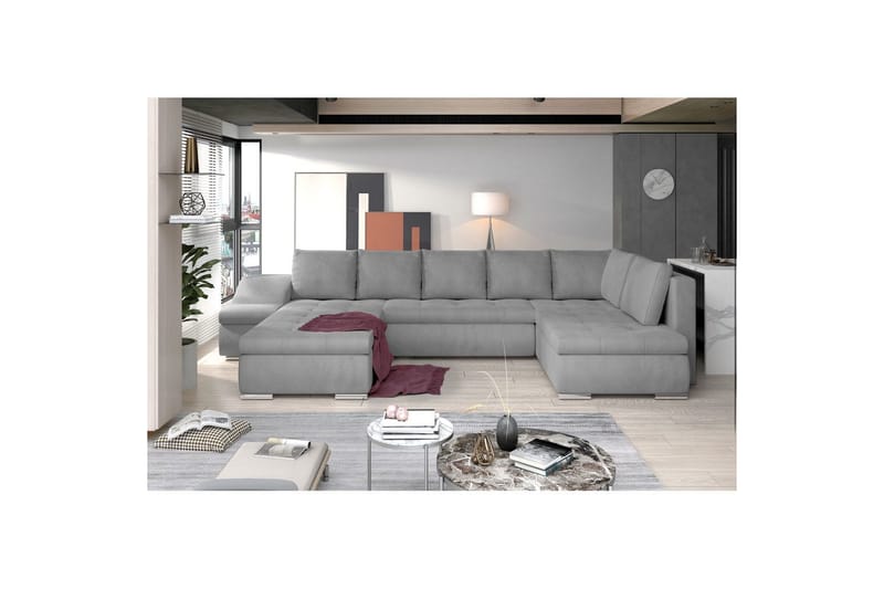 Seksjon Eltap Giovanni 351x82x190 cm - Monolith 84, Lys Grå, Venstre - Møbler - Sofaer - Sovesofaer - Hjørnesovesofa