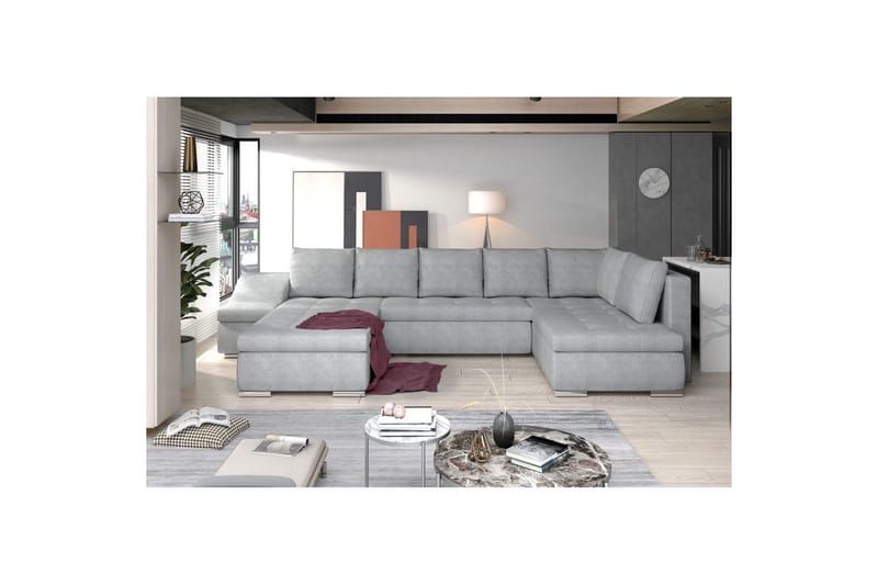 Seksjon Eltap Giovanni 351x82x190 cm - Omega 02, Grå, Venstre - Møbler - Sofaer - Sovesofaer - Hjørnesovesofa