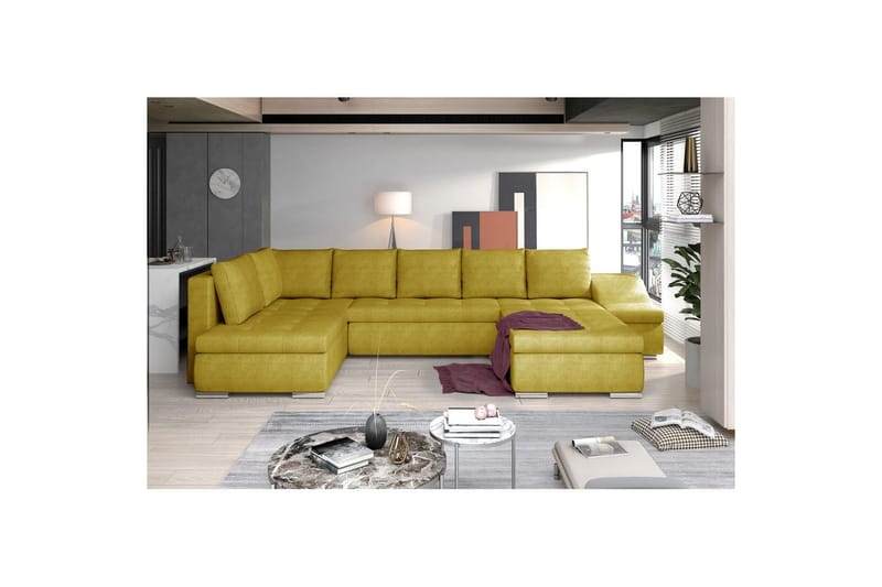 Seksjon Eltap Giovanni 351x82x190 cm - Omega 68, Gul, Høyre - Møbler - Sofaer - Sovesofaer - Hjørnesovesofa