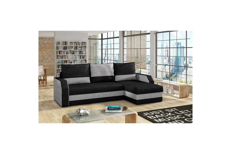 Seksjon Eltap Giulio 239x150x86 cm - Kronos 07, Paros 05, Svart, Lys Grå - Møbler - Sofaer - Sovesofaer - Sovesofa divan