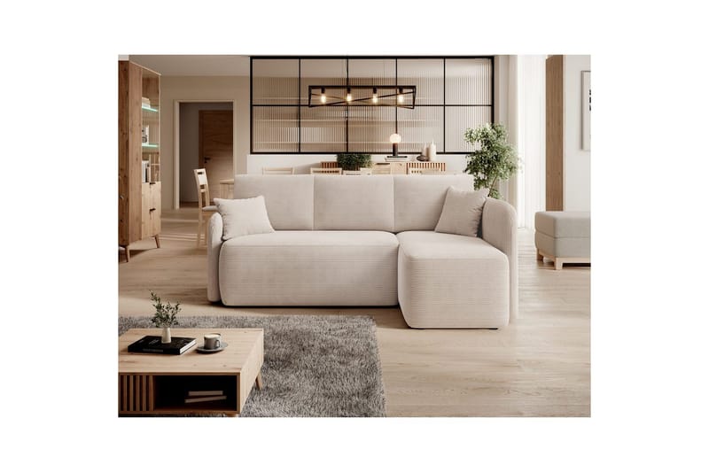 Seksjon Eltap Hadson 206x150x89 cm - Jarell 18, Lys Beige, Høyre - Møbler - Sofaer - Sovesofaer - Sovesofa divan