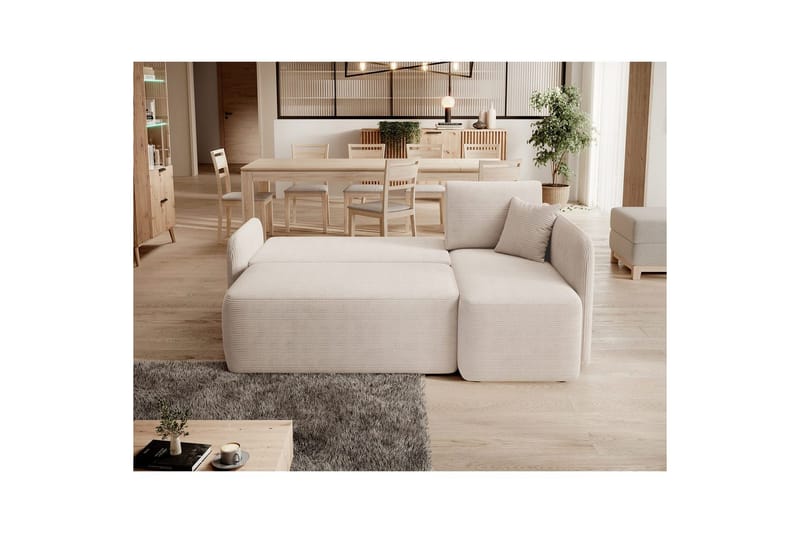 Seksjon Eltap Hadson 206x150x89 cm - Jarell 18, Lys Beige, Høyre - Møbler - Sofaer - Sovesofaer - Sovesofa divan