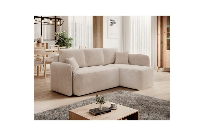 Seksjon Eltap Hadson 206x150x89 cm - Jarell 18, Lys Beige, Høyre - Møbler - Sofaer - Sovesofaer - Sovesofa divan