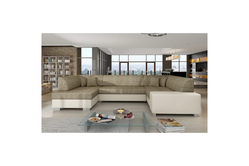 Seksjon Eltap Havana 322x204x72 cm - Berlin 03, Soft 33, Beige, Venstre - Møbler - Sofaer - Sovesofaer - Hjørnesovesofa