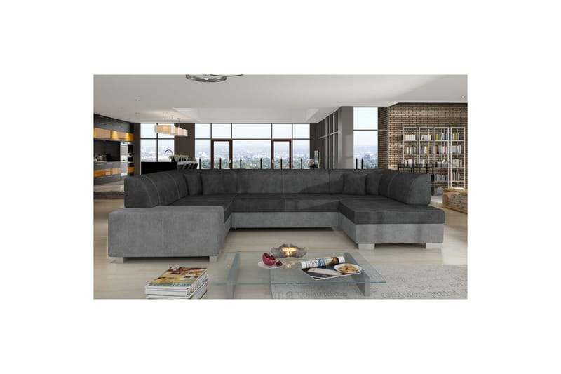 Seksjon Eltap Havana 322x204x72 cm - Dora 96, Dora 90, Svart, Grå, Høyre - Møbler - Sofaer - Sovesofaer - Hjørnesovesofa
