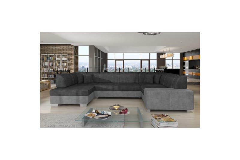 Seksjon Eltap Havana 322x204x72 cm - Dora 96, Dora 90, Svart, Grå, Venstre - Møbler - Sofaer - Sovesofaer - Hjørnesovesofa