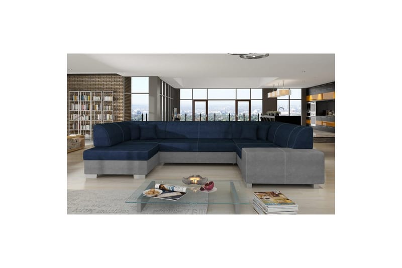Seksjon Eltap Havana 322x204x72 cm - Kronos 09, Paros 05, Mørk Blå, Lys Grå, Venstre - Møbler - Sofaer - Sovesofaer - Hjørnesovesofa