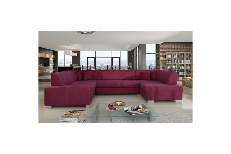 Seksjon Eltap Havana 322x204x72 cm - Mat Velvet 68, Rød, Høyre - Møbler - Sofaer - Sovesofaer - Hjørnesovesofa