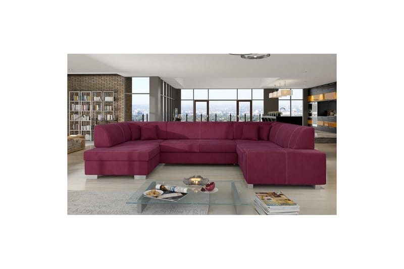 Seksjon Eltap Havana 322x204x72 cm - Mat Velvet 68, Rød, Venstre - Møbler - Sofaer - Sovesofaer - Hjørnesovesofa
