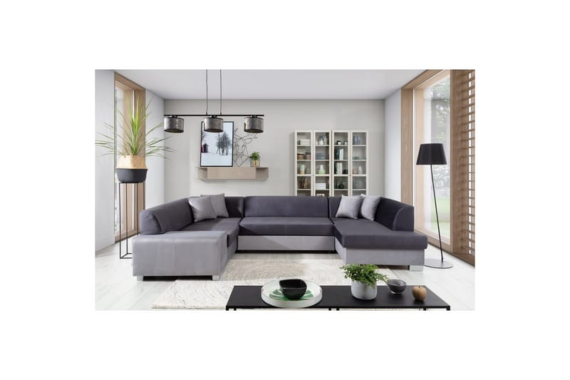 Seksjon Eltap Havana 322x204x72 cm - Monolith 97, Monolith 84, Mørk grå, Lys grå, Høyre - Møbler - Sofaer - Sovesofaer - Hjørnesovesofa