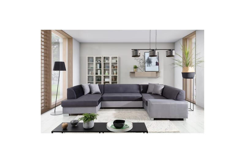 Seksjon Eltap Havana 322x204x72 cm - Monolith 97, Monolith 84, Mørk grå, Lys grå, Venstre - Møbler - Sofaer - Sovesofaer - Hjørnesovesofa