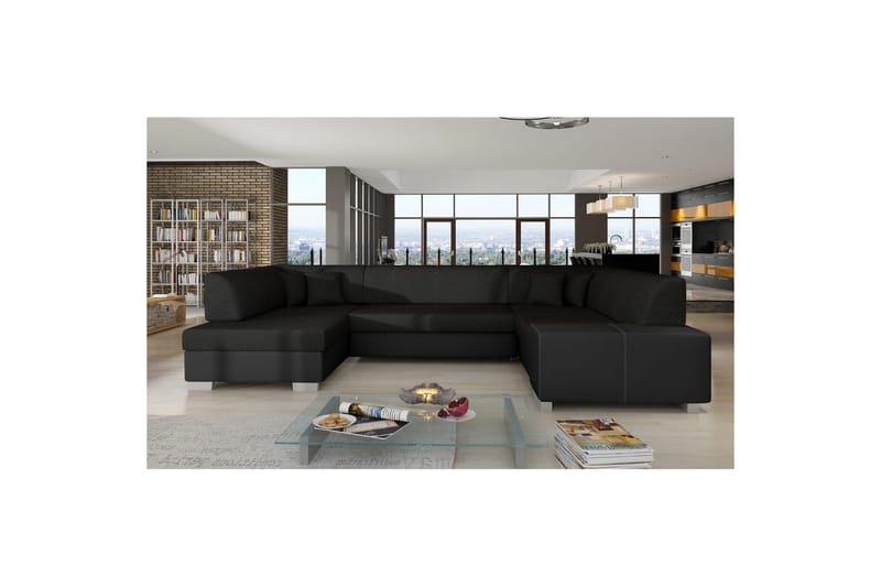 Seksjon Eltap Havana 322x204x72 cm - Sawana 14, Soft 11, Svart, Venstre - Møbler - Sofaer - Sovesofaer - Hjørnesovesofa