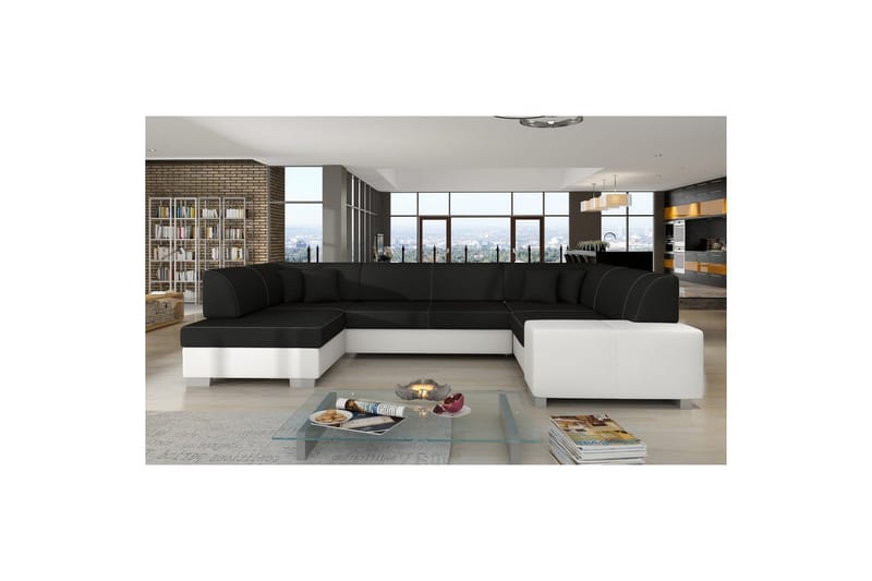Seksjon Eltap Havana 322x204x72 cm - Sawana 14, Soft 17, Svart, Hvit, Venstre - Møbler - Sofaer - Sovesofaer - Hjørnesovesofa