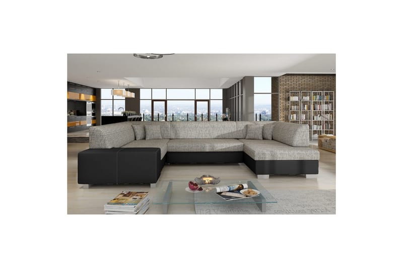 Seksjon Eltap Isloren 322x204x72 cm - Berlin 01, Soft 11, Grå, Svart, Høyre - Møbler - Sofaer - Sovesofaer - Hjørnesovesofa
