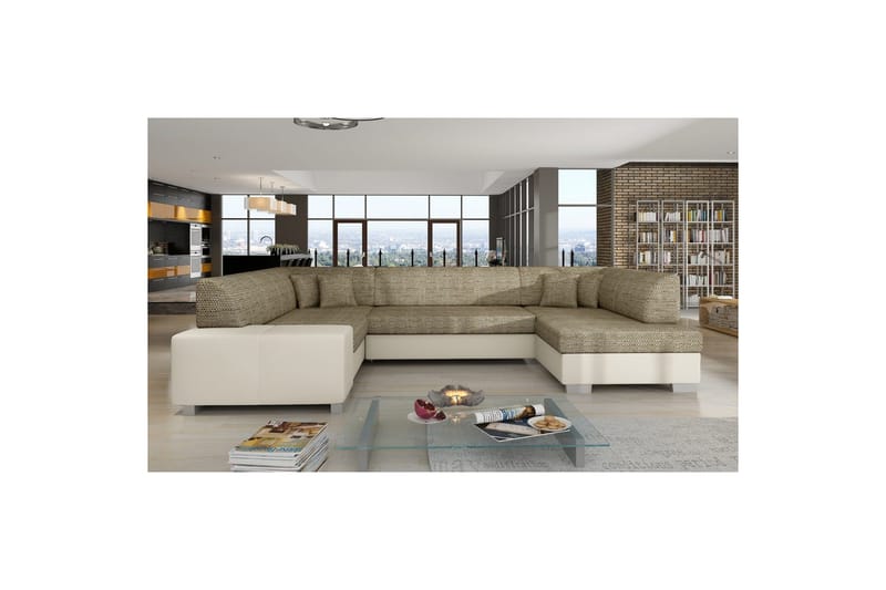 Seksjon Eltap Isloren 322x204x72 cm - Berlin 03, Soft 33, Beige, Høyre - Møbler - Sofaer - Sovesofaer - Hjørnesovesofa