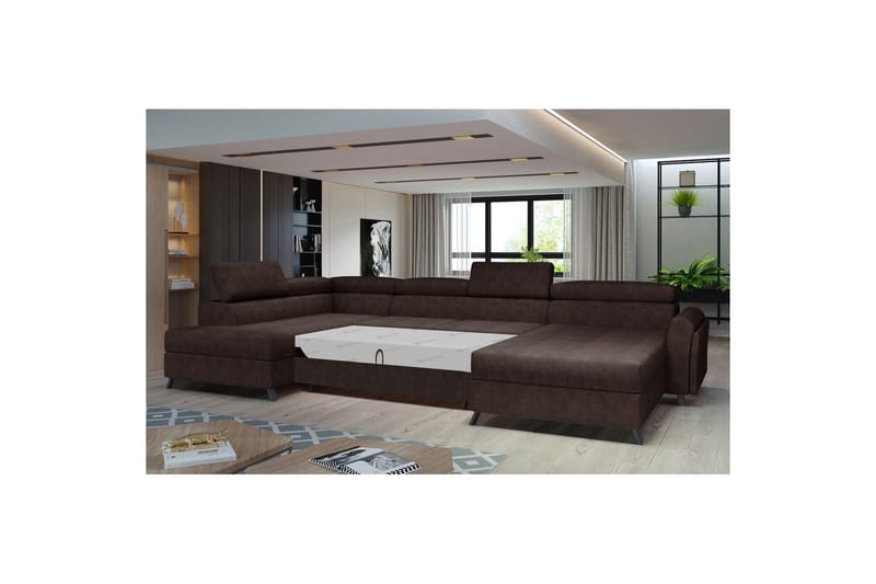 Seksjon Eltap Josette 360x200x92 cm - Dora 28, Mørk brun, Venstre - Møbler - Sofaer - Sovesofaer - Sovesofa divan
