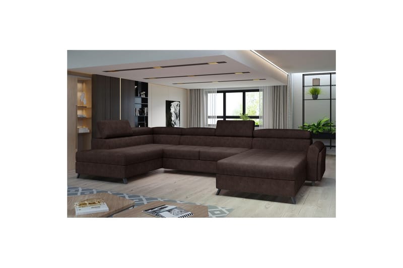 Seksjon Eltap Josette 360x200x92 cm - Dora 28, Mørk brun, Venstre - Møbler - Sofaer - Sovesofaer - Sovesofa divan