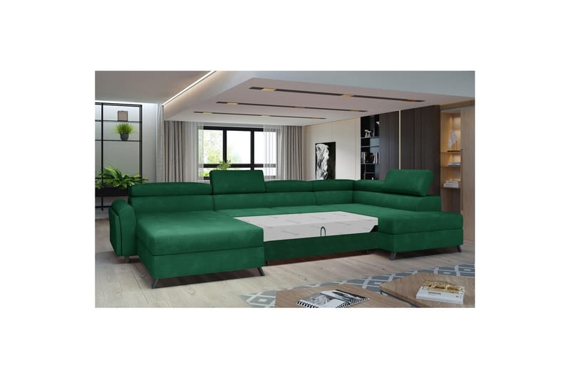 Seksjon Eltap Josette 360x200x92 cm - Kronos 19, Mørk Grønn, Høyre - Møbler - Sofaer - Sovesofaer - Sovesofa divan