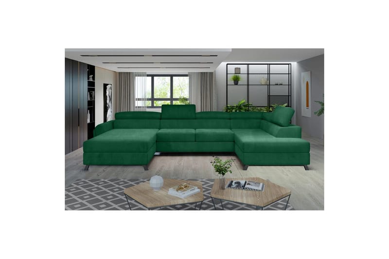 Seksjon Eltap Josette 360x200x92 cm - Kronos 19, Mørk Grønn, Høyre - Møbler - Sofaer - Sovesofaer - Sovesofa divan