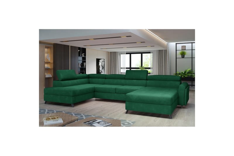 Seksjon Eltap Josette 360x200x92 cm - Kronos 19, Mørk Grønn, Venstre - Møbler - Sofaer - Sovesofaer - Sovesofa divan