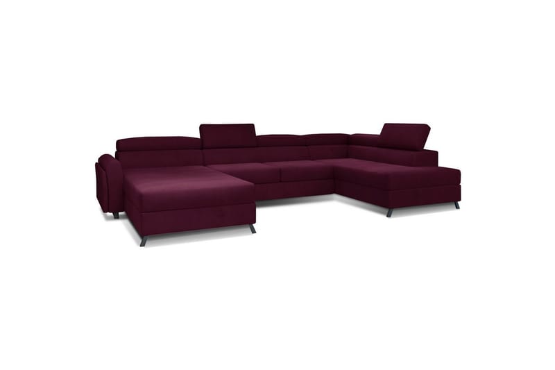 Seksjon Eltap Josette 360x200x92 cm - Mat Velvet 68, Rød, Høyre - Møbler - Sofaer - Sovesofaer - Sovesofa divan