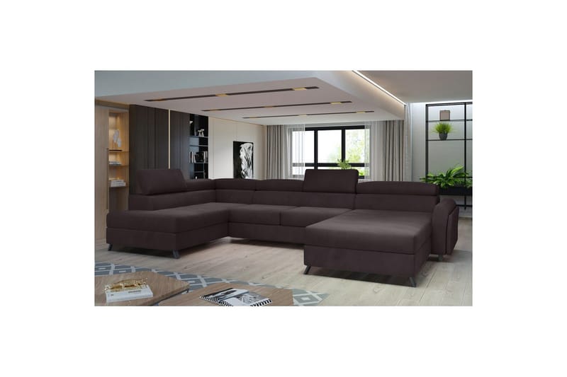 Seksjon Eltap Josette 360x200x92 cm - Monolith 29, Mørk Brun, Venstre - Møbler - Sofaer - Sovesofaer - Sovesofa divan