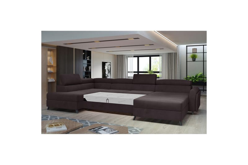 Seksjon Eltap Josette 360x200x92 cm - Monolith 29, Mørk Brun, Venstre - Møbler - Sofaer - Sovesofaer - Sovesofa divan