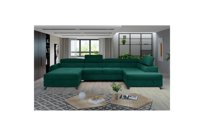 Seksjon Eltap Josette 360x200x92 cm - Monolith 37, Grønn, Høyre - Møbler - Sofaer - Sovesofaer - Sovesofa divan