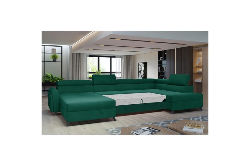 Seksjon Eltap Josette 360x200x92 cm - Monolith 37, Grønn, Høyre - Møbler - Sofaer - Sovesofaer - Sovesofa divan