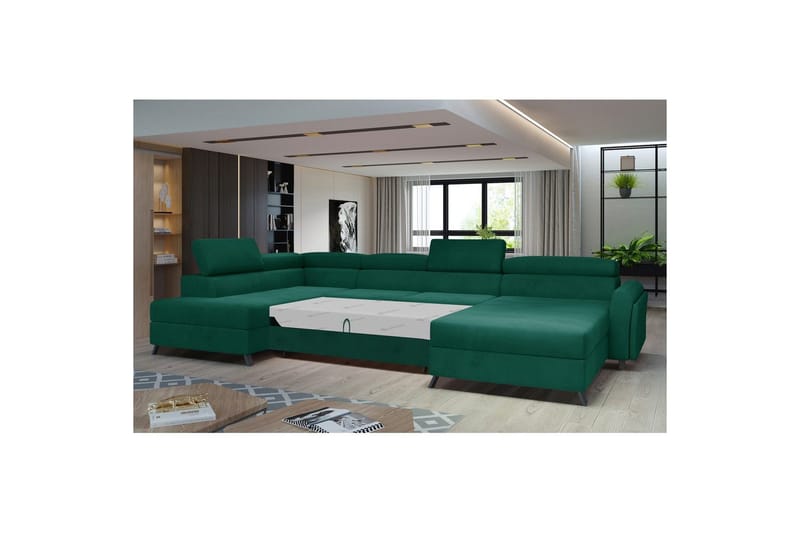 Seksjon Eltap Josette 360x200x92 cm - Monolith 37, Grønn, Venstre - Møbler - Sofaer - Sovesofaer - Sovesofa divan