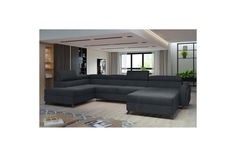 Seksjon Eltap Josette 360x200x92 cm - Monolith 97, Mørk Grå, Venstre - Møbler - Sofaer - Sovesofaer - Sovesofa divan