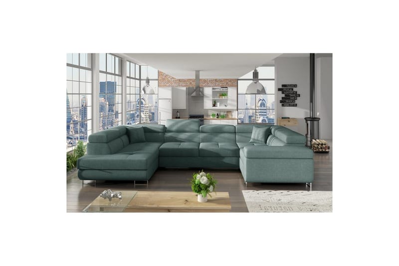 Seksjon Eltap Letto 340x202x90 cm - Cover 70, Blå, Venstre - Møbler - Sofaer - Sovesofaer - Hjørnesovesofa