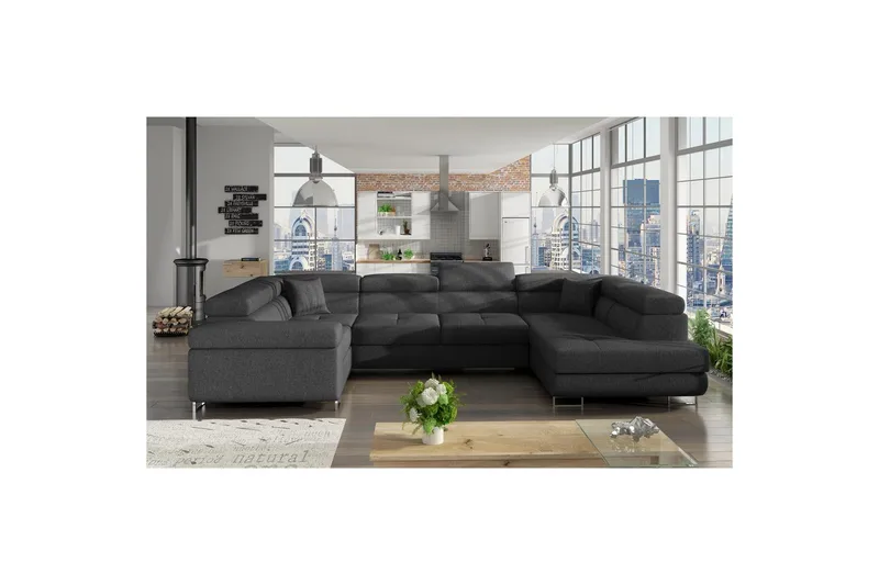 Seksjon Eltap Letto 340x202x90 cm - Inari 96, Mørk grå, Høyre - Møbler - Sofaer - Sovesofaer - Hjørnesovesofa