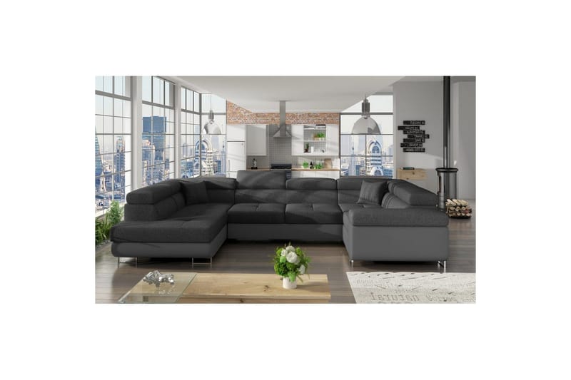 Seksjon Eltap Letto 340x202x90 cm - Inari 96, Myk 29, Mørk Grå, Grå, Venstre - Møbler - Sofaer - Sovesofaer - Hjørnesovesofa