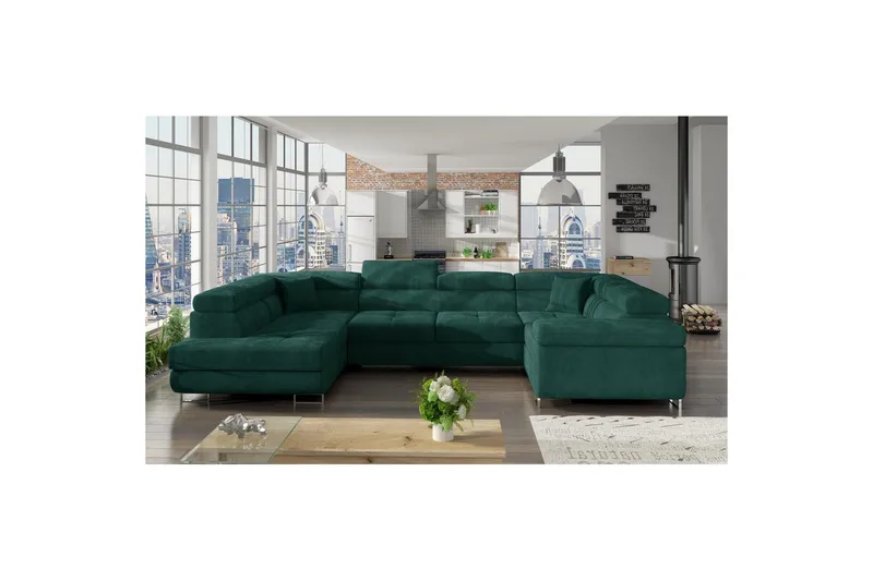 Seksjon Eltap Letto 340x202x90 cm - Kronos 19, Mørk Grønn, Venstre - Møbler - Sofaer - Sovesofaer - Hjørnesovesofa