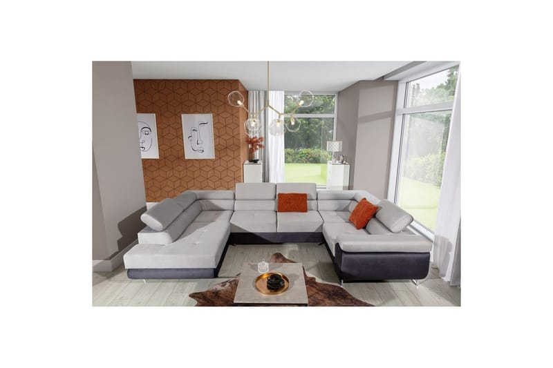 Seksjon Eltap Letto 340x202x90 cm - Monolith 84, Monolith 97, Lys grå, Mørk grå, Venstre - Møbler - Sofaer - Sovesofaer - Hjørnesovesofa