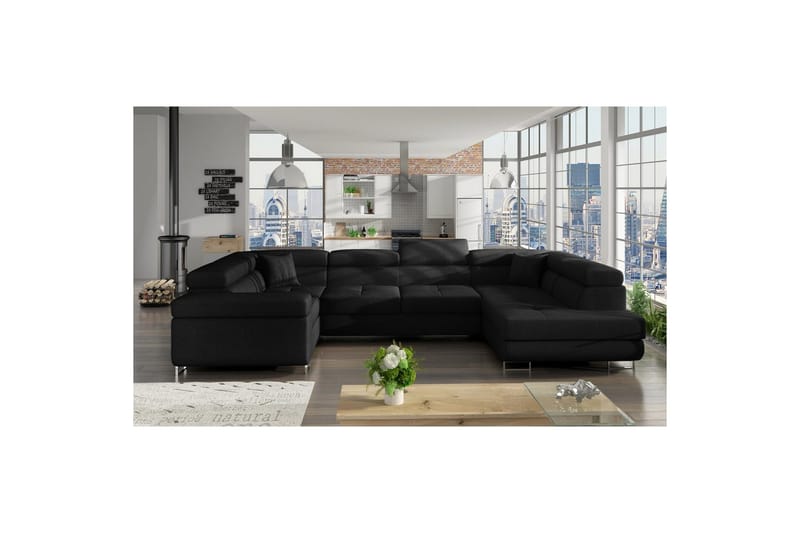 Seksjon Eltap Letto 340x202x90 cm - Sawana 14, Svart, Høyre - Møbler - Sofaer - Sovesofaer - Hjørnesovesofa
