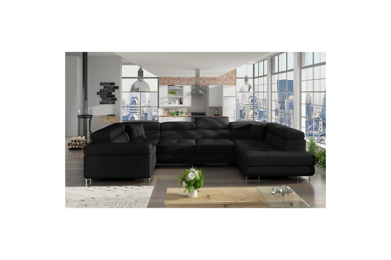 Seksjon Eltap Letto 340x202x90 cm - Sawana 14, Svart, Høyre - Møbler - Sofaer - Sovesofaer - Hjørnesovesofa