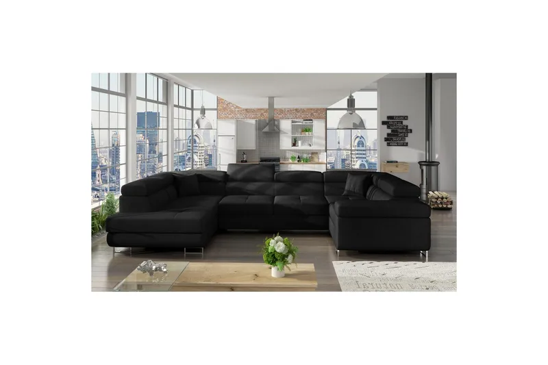 Seksjon Eltap Letto 340x202x90 cm - Sawana 14, Svart, Venstre - Møbler - Sofaer - Sovesofaer - Hjørnesovesofa
