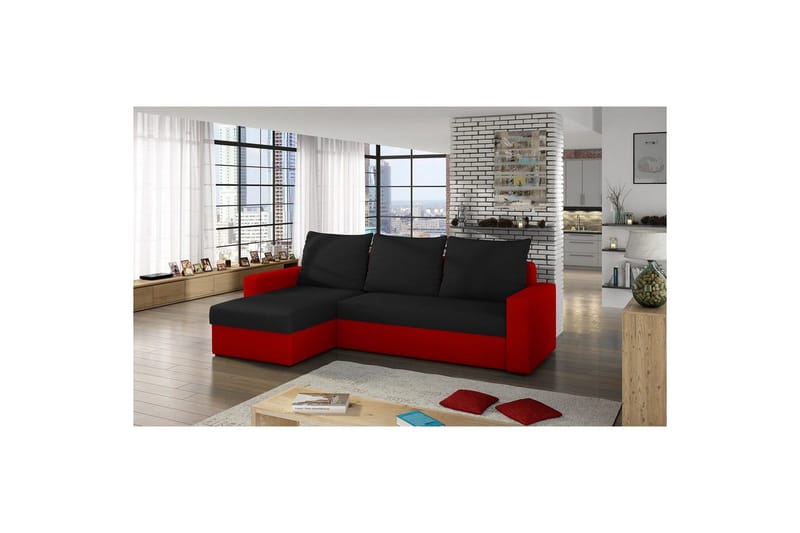 Seksjon Eltap Livio 237x150x72 cm - Alova 04, Alova 46, Svart, Rød - Møbler - Sofaer - Sovesofaer - Sovesofa divan
