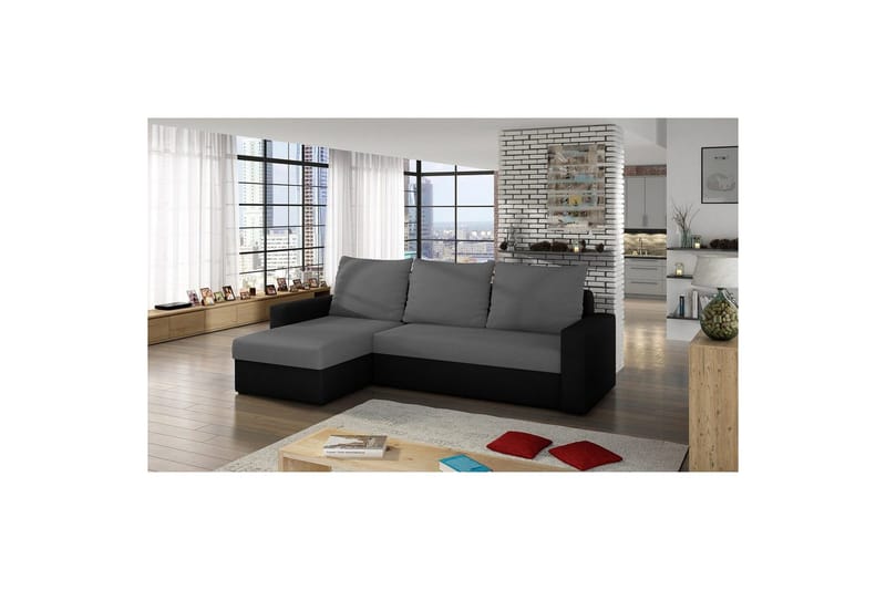 Seksjon Eltap Livio 237x150x72 cm - Alova 10, Alova 04, Grå, Svart - Møbler - Sofaer - Sovesofaer - Sovesofa divan