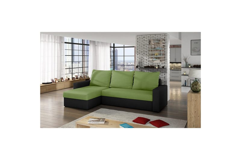 Seksjon Eltap Livio 237x150x72 cm - Alova 42, Alova, Grønn, Svart - Møbler - Sofaer - Sovesofaer - Sovesofa divan