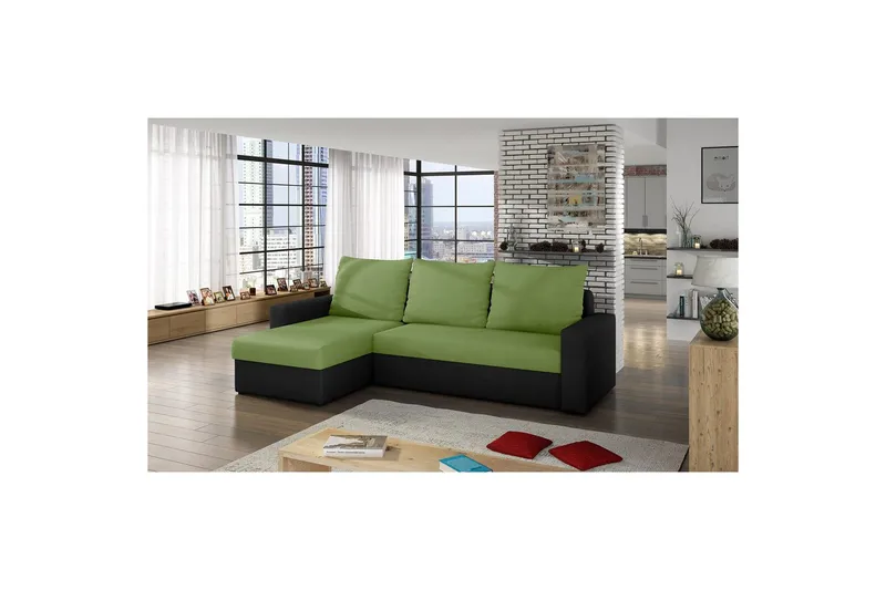 Seksjon Eltap Livio 237x150x72 cm - Alova 42, Alova, Grønn, Svart - Møbler - Sofaer - Sovesofaer - Sovesofa divan