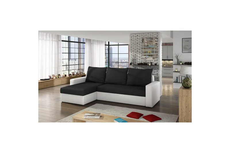 Seksjon Eltap Livio 237x150x72 cm - Sawana 14, Soft 17, Svart, Hvit - Møbler - Sofaer - Sovesofaer - Sovesofa divan