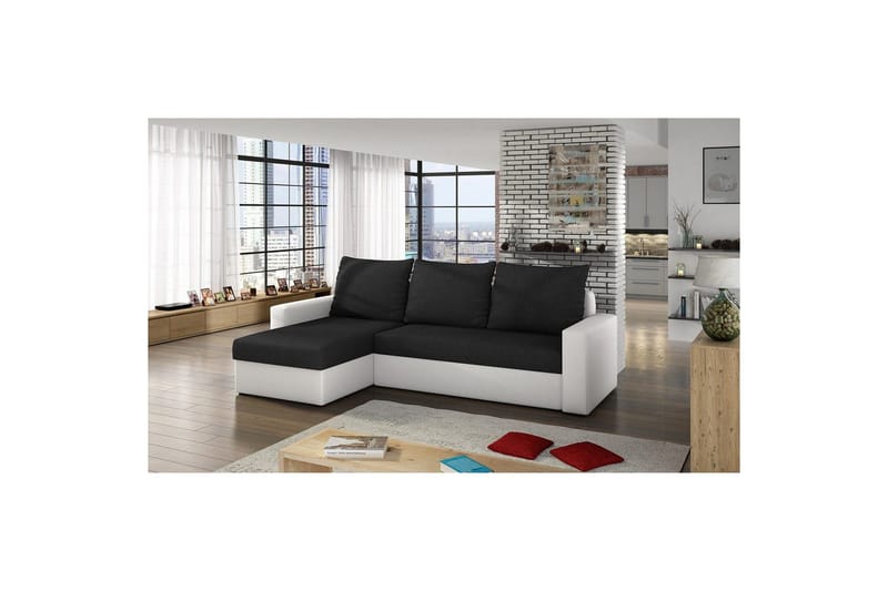 Seksjon Eltap Livio 237x150x72 cm - Sawana 14, Soft 17, Svart, Hvit - Møbler - Sofaer - Sovesofaer - Sovesofa divan