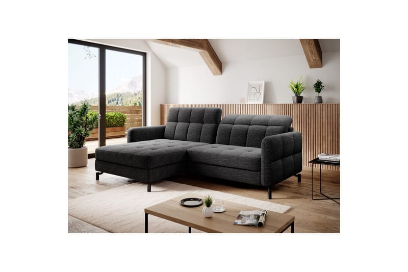 Seksjon Eltap Lorelle 225x160x105 cm - Berlin 02, Svart, Venstre - Møbler - Sofaer - Sovesofaer - Sovesofa divan