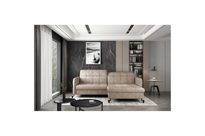 Seksjon Eltap Lorelle 225x160x105 cm - Dora 21, Beige, Høyre - Møbler - Sofaer - Sovesofaer - Sovesofa divan